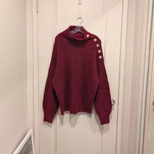 Retrofete Marve Elegant Burgundy Sweater with Button Detail Small NWOT